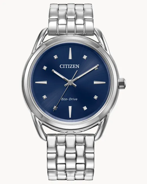 Dress Classics Blue Dial Stainless Steel Bracelet FE7090 55L CITIZEN